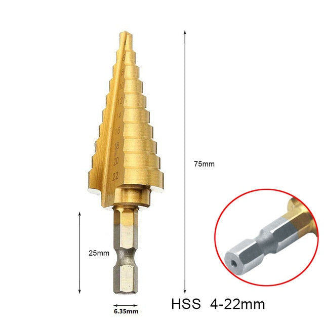 3-12mm 4-12mm 4-20mm HSS Straight Groove Step Drill Bit Set Titanium Coated Wood Metal Hole Cutter Core Drill Bit Set - KiwisLove