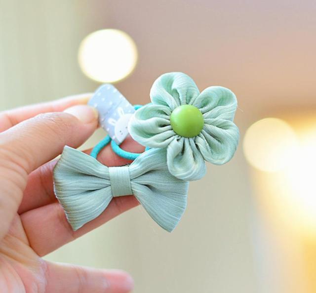 NEW Kids animal flower Ribbon hair bow elastic hair band - KiwisLove