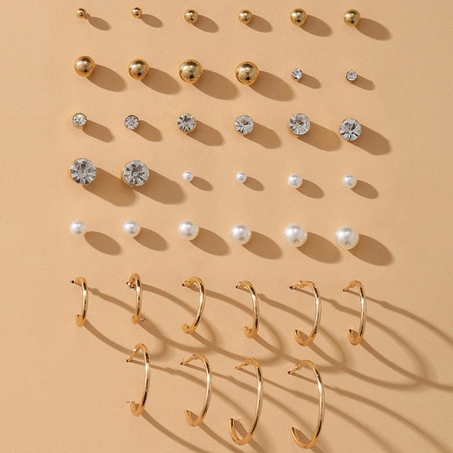 17KM  Round Stud Earrings Set For Women - KiwisLove