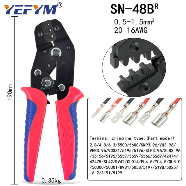 Crimping Pliers Set SN-48BS(=SN-48B+SN-28B) Jaw Kit for 2.8 4.8 6.3 VH3.96/Tube/Insulation Terminals Electrical Clamp Min Tools - KiwisLove