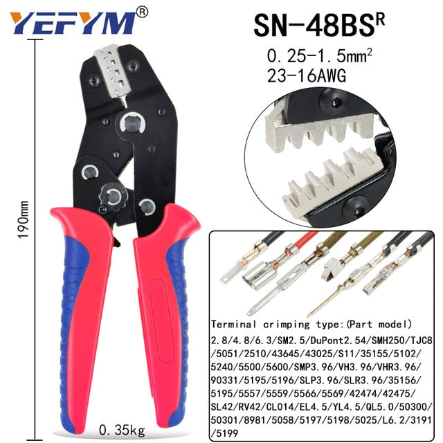 Crimping Pliers Set SN-48BS(=SN-48B+SN-28B) Jaw Kit for 2.8 4.8 6.3 VH3.96/Tube/Insulation Terminals Electrical Clamp Min Tools - KiwisLove