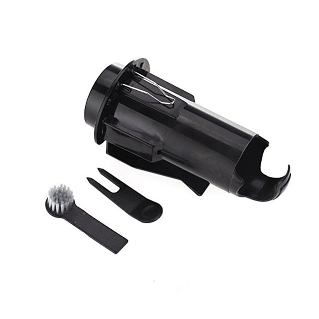 Portable storage Golf Ball Tee Holder Pro Clip Caddy With Nylon Brush Divot cleaning Tool with brush - KiwisLove