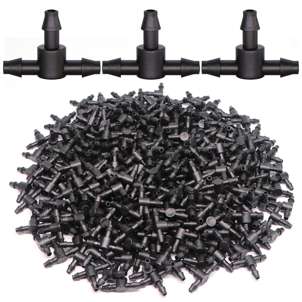 1/4" Hose Dripper Water Tee Connector Plastic Barbed 4/7mm Pipe Tubing - KiwisLove