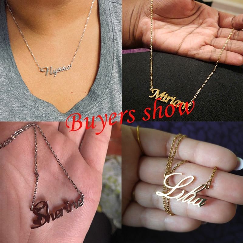 Custom Name Necklace Women Personalized Nameplate Birthday Gift Lady - KiwisLove