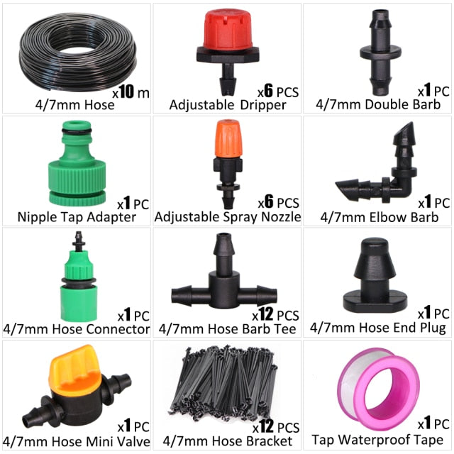 Drip Irrigation System 1/4'' Automatic Watering Kits  8 Hole Dripper - KiwisLove