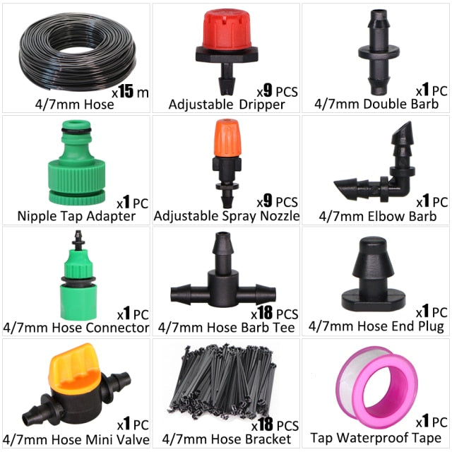 Drip Irrigation System 1/4'' Automatic Watering Kits  8 Hole Dripper - KiwisLove