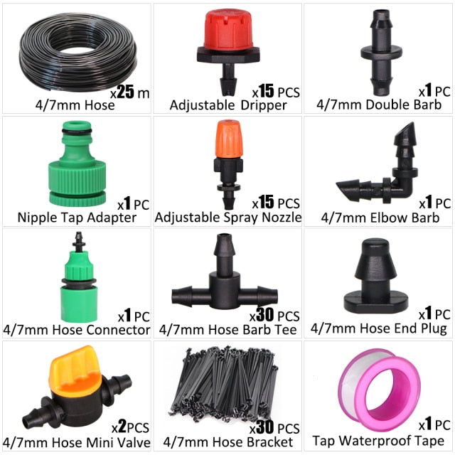 Drip Irrigation System 1/4'' Automatic Watering Kits  8 Hole Dripper - KiwisLove