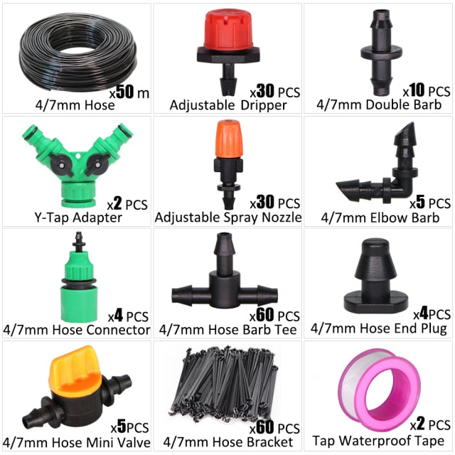 Drip Irrigation System 1/4'' Automatic Watering Kits  8 Hole Dripper - KiwisLove