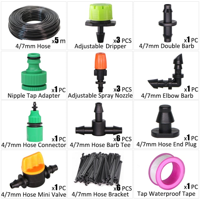 Drip Irrigation System 1/4'' Automatic Watering Kits  8 Hole Dripper - KiwisLove