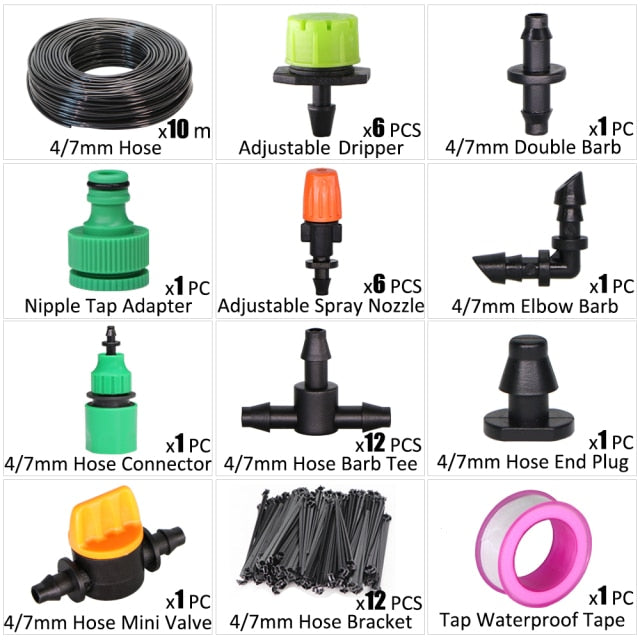 Drip Irrigation System 1/4'' Automatic Watering Kits  8 Hole Dripper - KiwisLove