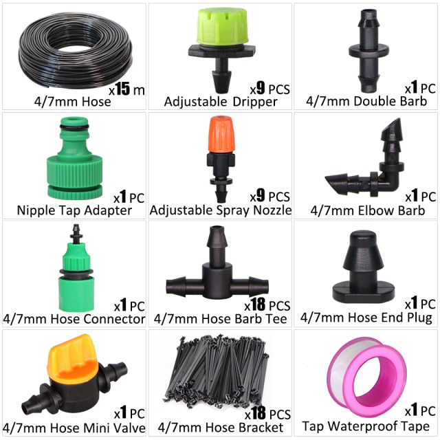 Drip Irrigation System 1/4'' Automatic Watering Kits  8 Hole Dripper - KiwisLove