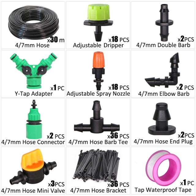 Drip Irrigation System 1/4'' Automatic Watering Kits  8 Hole Dripper - KiwisLove