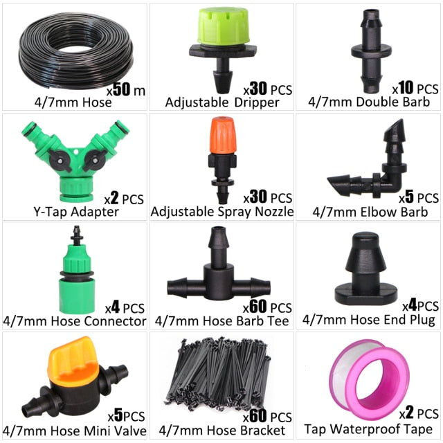 Drip Irrigation System 1/4'' Automatic Watering Kits  8 Hole Dripper - KiwisLove