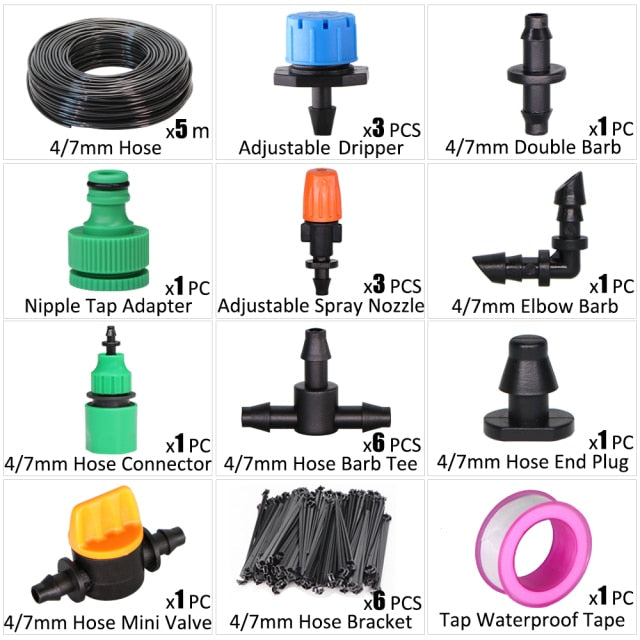 Drip Irrigation System 1/4'' Automatic Watering Kits  8 Hole Dripper - KiwisLove