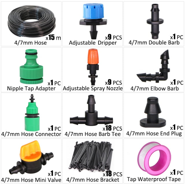 Drip Irrigation System 1/4'' Automatic Watering Kits  8 Hole Dripper - KiwisLove