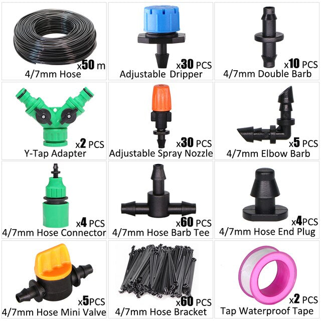 Drip Irrigation System 1/4'' Automatic Watering Kits  8 Hole Dripper - KiwisLove