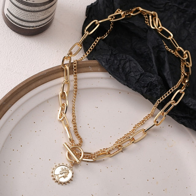 Multi-layer Coin Chain Choker Necklace - KiwisLove