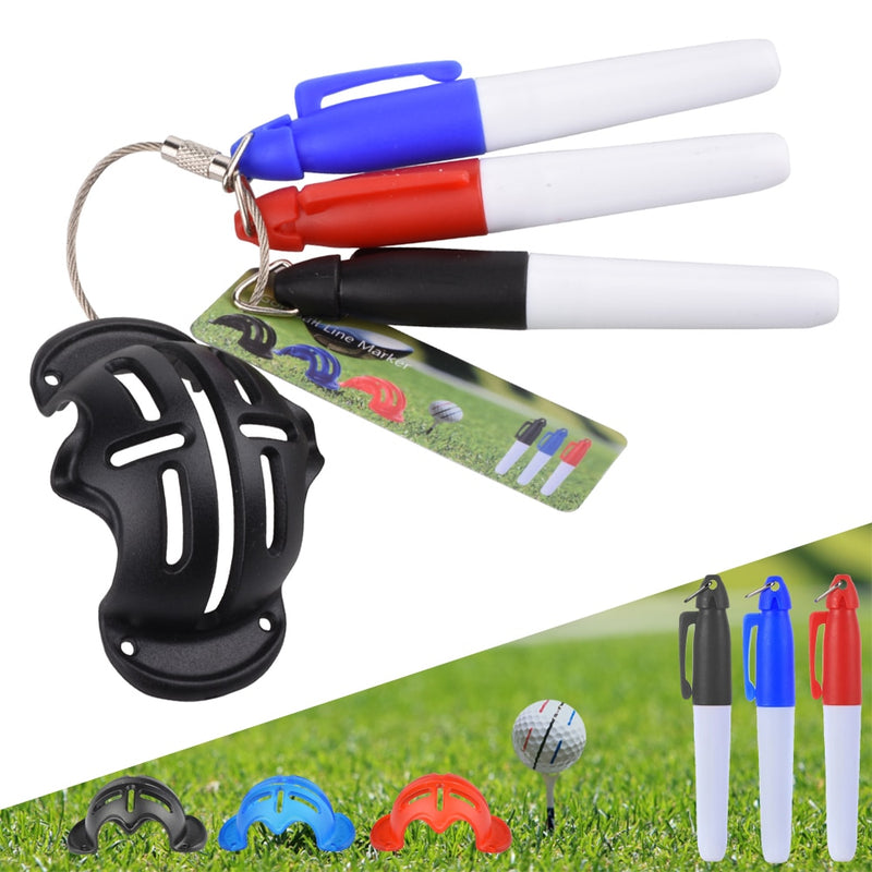 Golf Ball Triple Track 3 Line Marker Stencil +3 Pen Golf Ball Line Marker Putting Positioning Aids Outdoor Tool Golf Accessories - KiwisLove