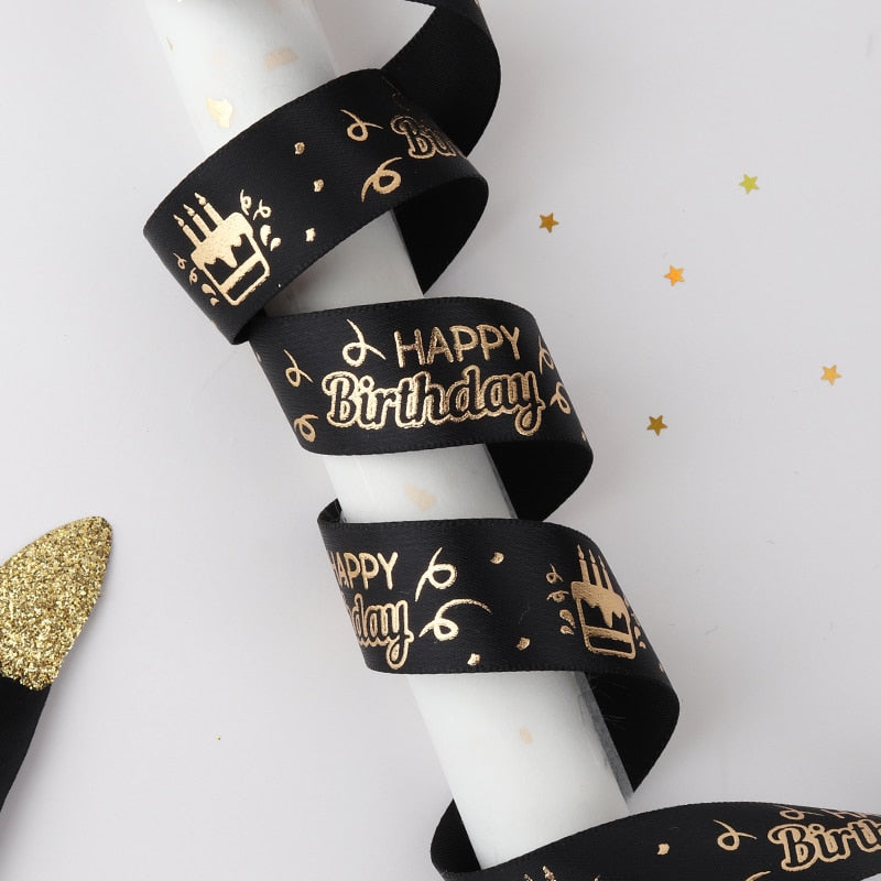 19mm Birthday Ribbon Happy Birthday Printed Satin Ribbon For Birthday Gift Bow Handmade Craft Accessories Gift Wrapping Ribbon - KiwisLove