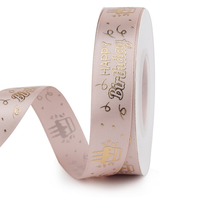 19mm Birthday Ribbon Happy Birthday Printed Satin Ribbon For Birthday Gift Bow Handmade Craft Accessories Gift Wrapping Ribbon - KiwisLove