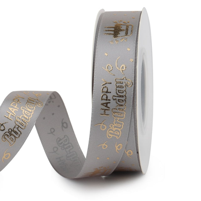 19mm Birthday Ribbon Happy Birthday Printed Satin Ribbon For Birthday Gift Bow Handmade Craft Accessories Gift Wrapping Ribbon - KiwisLove