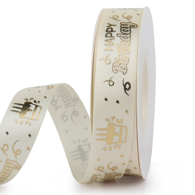 19mm Birthday Ribbon Happy Birthday Printed Satin Ribbon For Birthday Gift Bow Handmade Craft Accessories Gift Wrapping Ribbon - KiwisLove