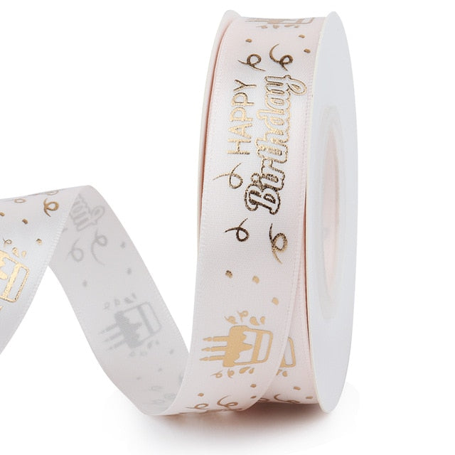 19mm Birthday Ribbon Happy Birthday Printed Satin Ribbon For Birthday Gift Bow Handmade Craft Accessories Gift Wrapping Ribbon - KiwisLove