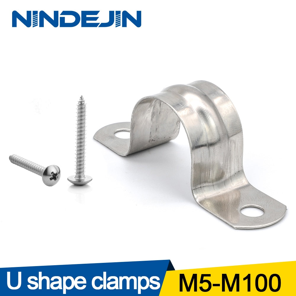 NINDEJIN U shape pipe clamps 304 stainless steel tube clip plumbing saddle - KiwisLove