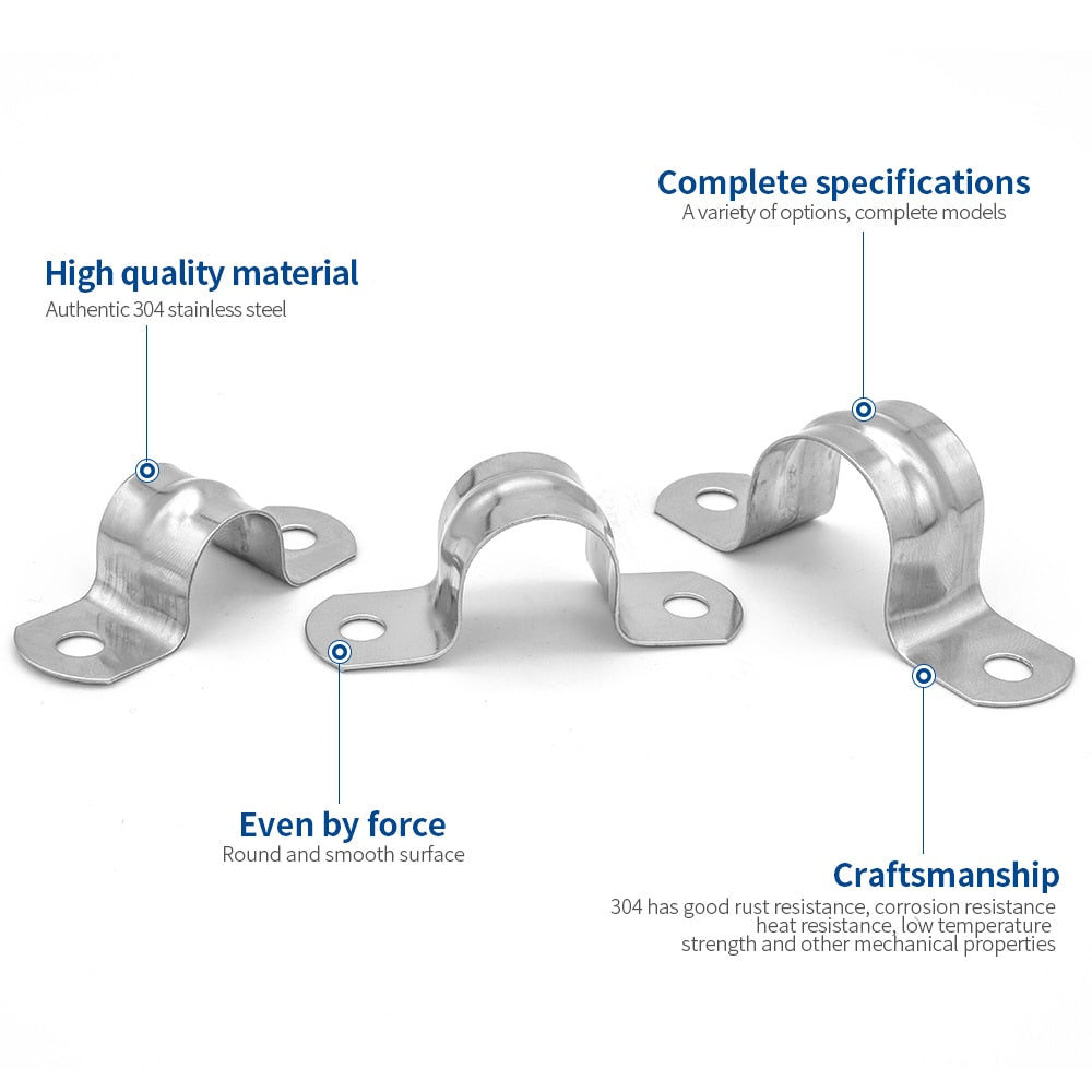 NINDEJIN U shape pipe clamps 304 stainless steel tube clip plumbing saddle - KiwisLove