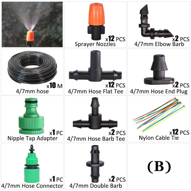 Garden Irrigation Kit Fog Nozzles Automatic Spray Sprinkler System - KiwisLove