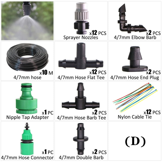 Garden Irrigation Kit Fog Nozzles Automatic Spray Sprinkler System - KiwisLove