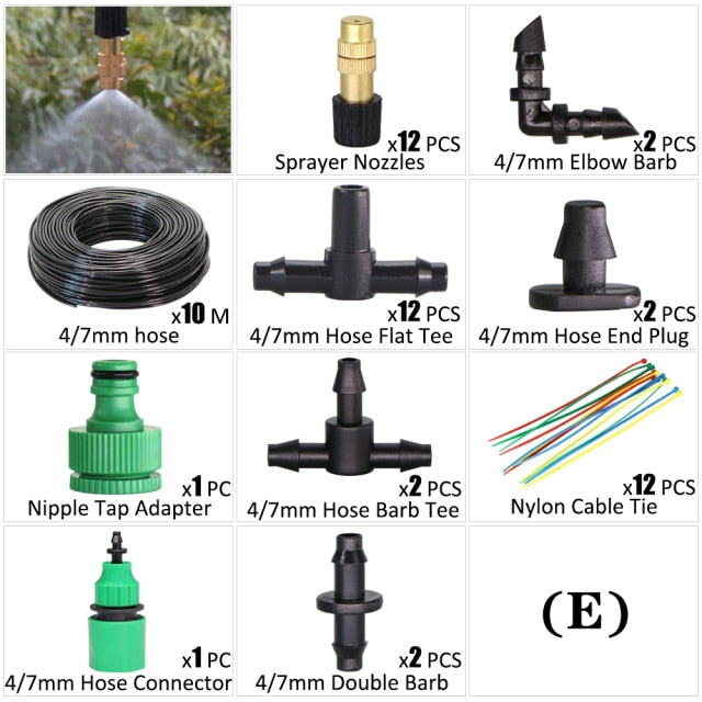 Garden Irrigation Kit Fog Nozzles Automatic Spray Sprinkler System - KiwisLove