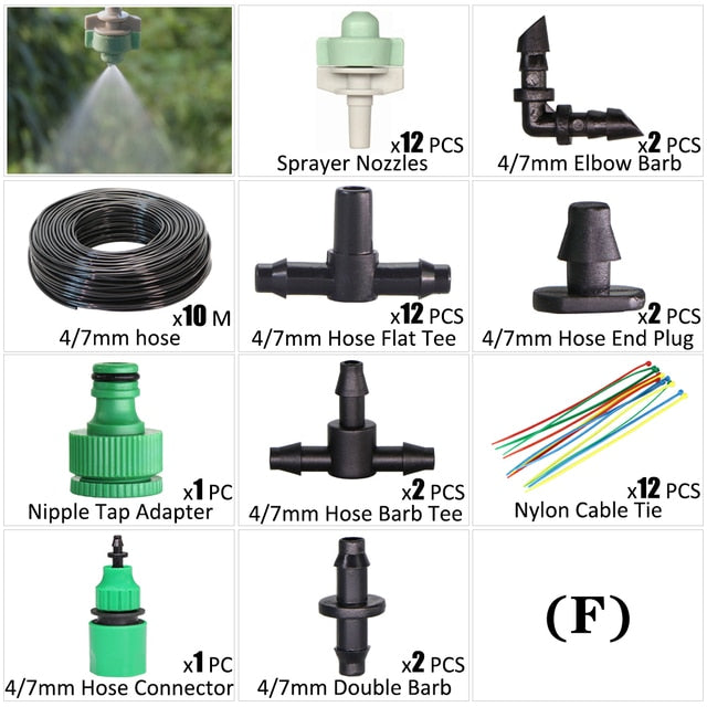 Garden Irrigation Kit Fog Nozzles Automatic Spray Sprinkler System - KiwisLove