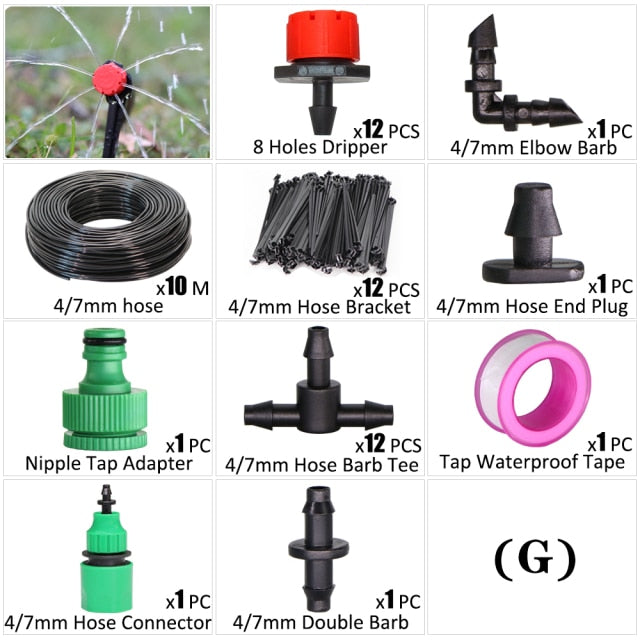 Garden Irrigation Kit Fog Nozzles Automatic Spray Sprinkler System - KiwisLove
