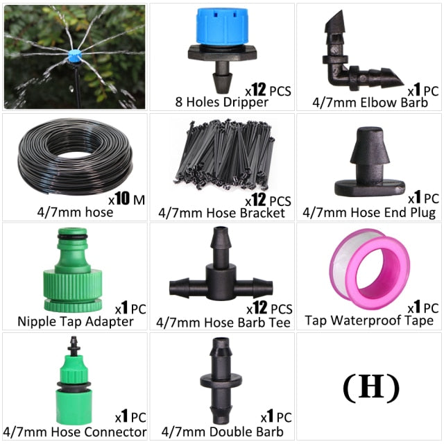 Garden Irrigation Kit Fog Nozzles Automatic Spray Sprinkler System - KiwisLove