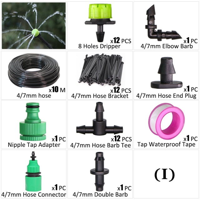 Garden Irrigation Kit Fog Nozzles Automatic Spray Sprinkler System - KiwisLove