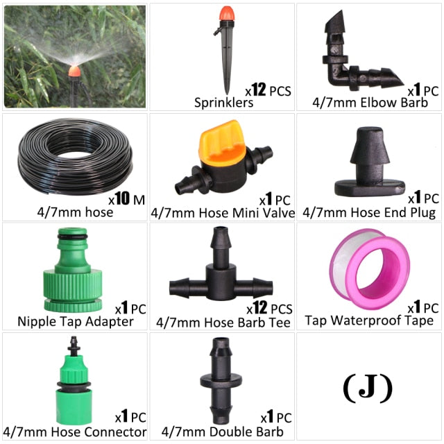 Garden Irrigation Kit Fog Nozzles Automatic Spray Sprinkler System - KiwisLove
