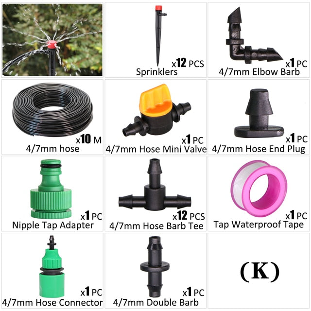 Garden Irrigation Kit Fog Nozzles Automatic Spray Sprinkler System - KiwisLove