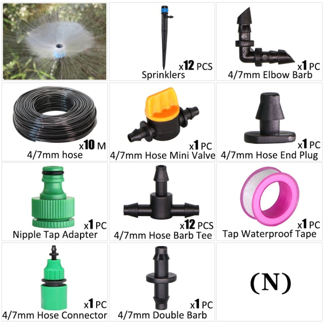 Garden Irrigation Kit Fog Nozzles Automatic Spray Sprinkler System - KiwisLove