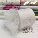 6cm 25Yards Golden Dotted Tulle Glitter Ribbon Organza Mesh Fabric Belt - KiwisLove