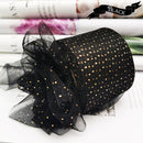 6cm 25Yards Golden Dotted Tulle Glitter Ribbon Organza Mesh Fabric Belt - KiwisLove