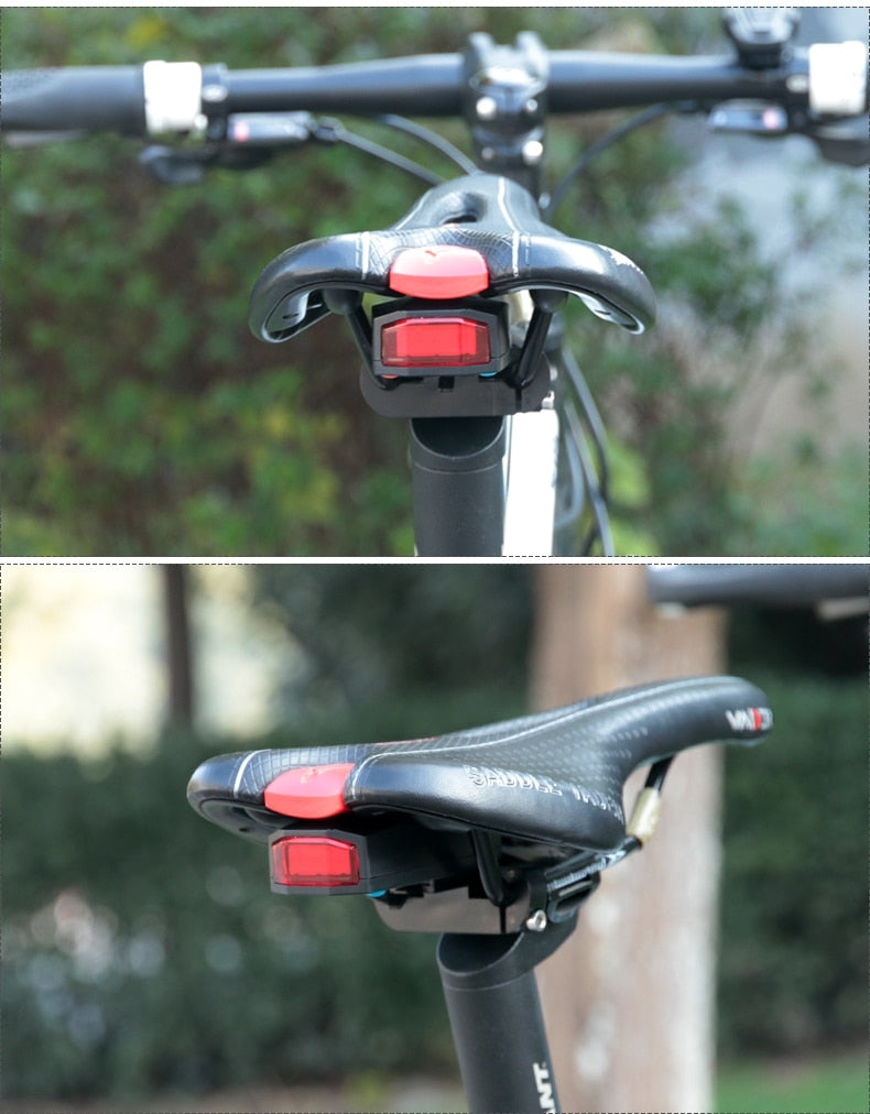 Bicycle Rear Light + Anti-theft Alarm USB Charge Wireless Remote Control LED Tail Lamp Bike Finder Lantern Horn Siren Warning A6 - KiwisLove