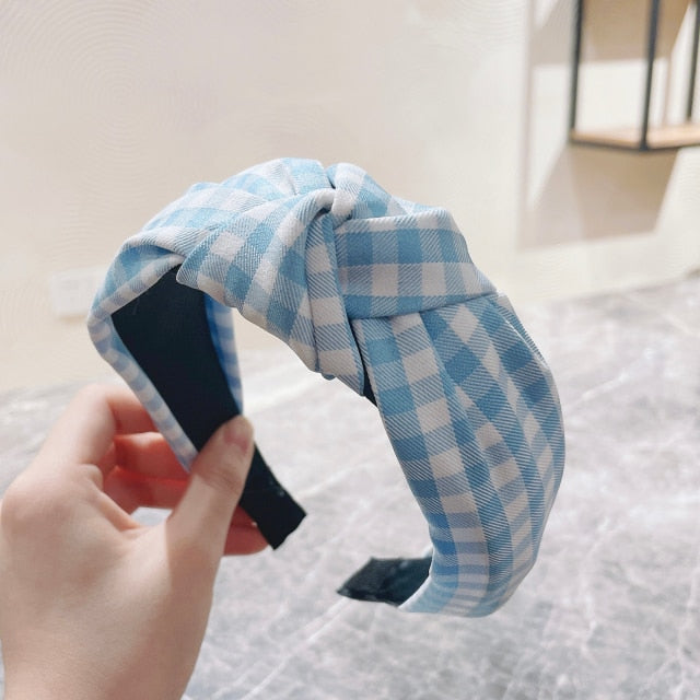 New Fashion Women Hairband Classic Lattice Headband Adult Warm Hair Band Center Knot Headwear Turban Hair Accessories - KiwisLove