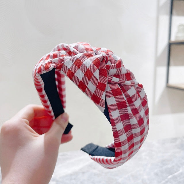 New Fashion Women Hairband Classic Lattice Headband Adult Warm Hair Band Center Knot Headwear Turban Hair Accessories - KiwisLove