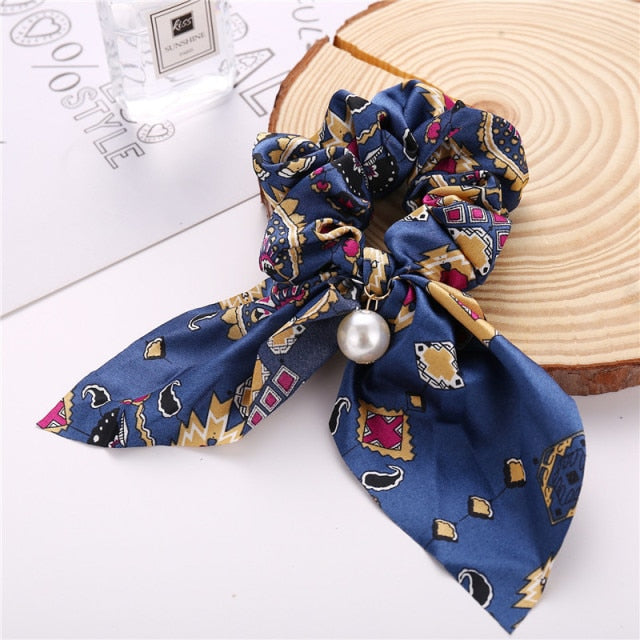 Floral Bowknot Hair Scrunchies Women Ponytail Holder Hair Rope Ties - KiwisLove