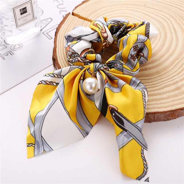 Floral Bowknot Hair Scrunchies Women Ponytail Holder Hair Rope Ties - KiwisLove