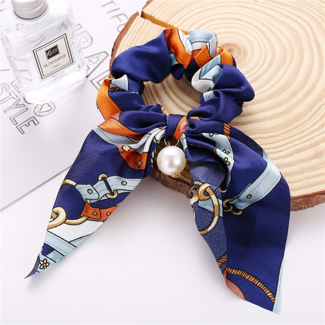Floral Bowknot Hair Scrunchies Women Ponytail Holder Hair Rope Ties - KiwisLove
