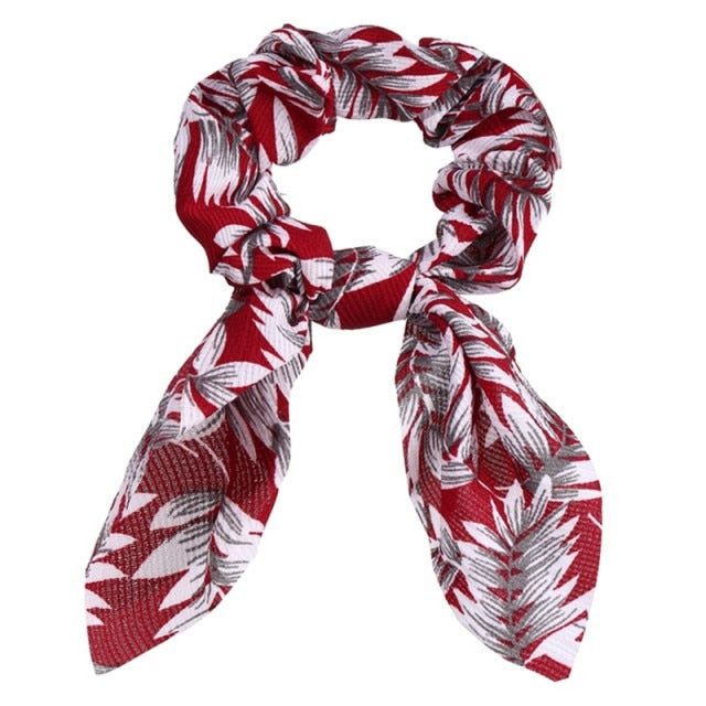 Floral Bowknot Hair Scrunchies Women Ponytail Holder Hair Rope Ties - KiwisLove