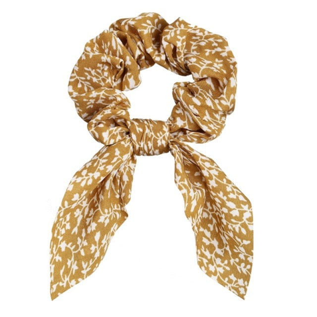 Floral Bowknot Hair Scrunchies Women Ponytail Holder Hair Rope Ties - KiwisLove