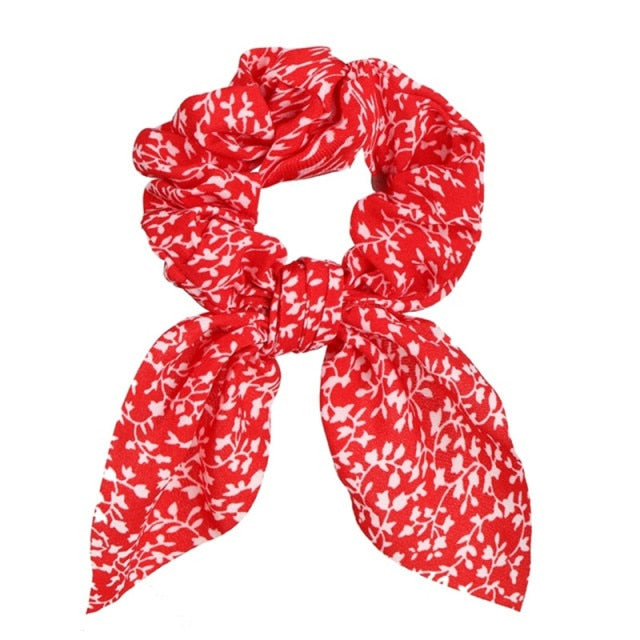 Floral Bowknot Hair Scrunchies Women Ponytail Holder Hair Rope Ties - KiwisLove